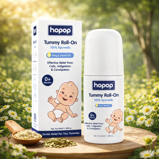 Hopop Tummy Roll-On for Babies | 100% Ayurvedic Relief from Colic, Gas & Indigestion | Hing & Saunf Oil | 0+ Months