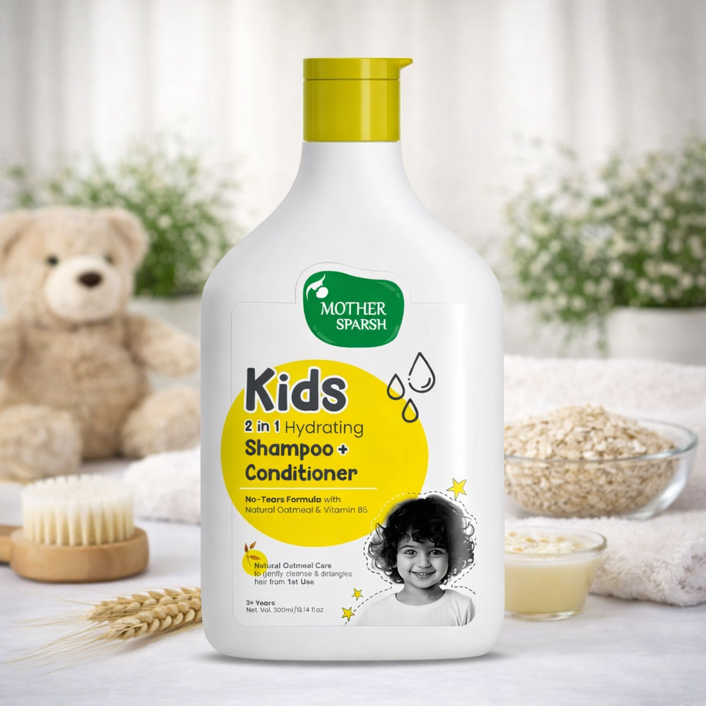 Mother Sparsh Kids 2-in-1 Hydrating Shampoo + Conditioner | No-Tears Formula | With Natural Oatmeal & Vitamin B5 | Gently Cleanses & Detangles | For Kids 3+ Years