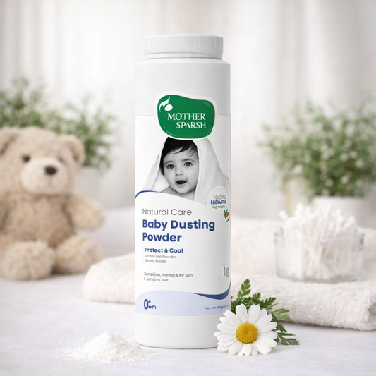 Mother Sparsh Natural Care Baby Dusting Powder | Talc-Free | Protects, Coats & Comforts Baby Skin | Absorbs Excess Moisture | 0+ Months