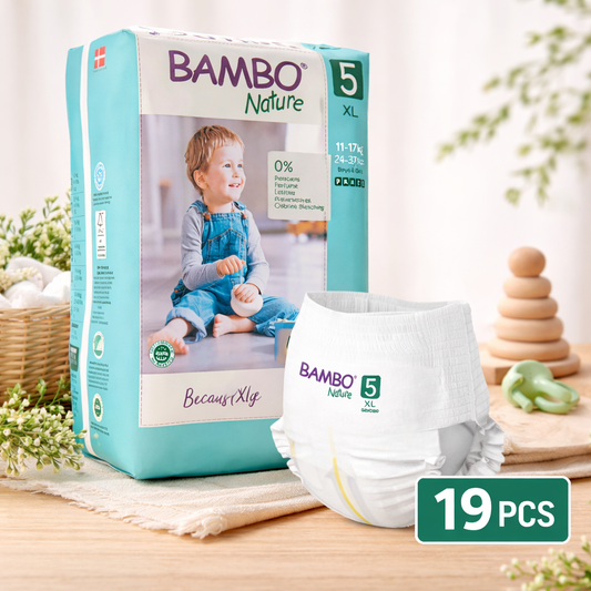 Bambo Nature Diaper Pants XL (Size 5) | 11–17 kg | Available in 19 Pcs & 38 Pcs Pack | Ultra Soft, Eco-Friendly | 0% Parabens, Perfume & Preservatives