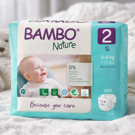Bambo Nature Baby Diapers Size 2 (S) | 3–6 kg | Eco-Friendly, Ultra Soft, Rash-Free Protection