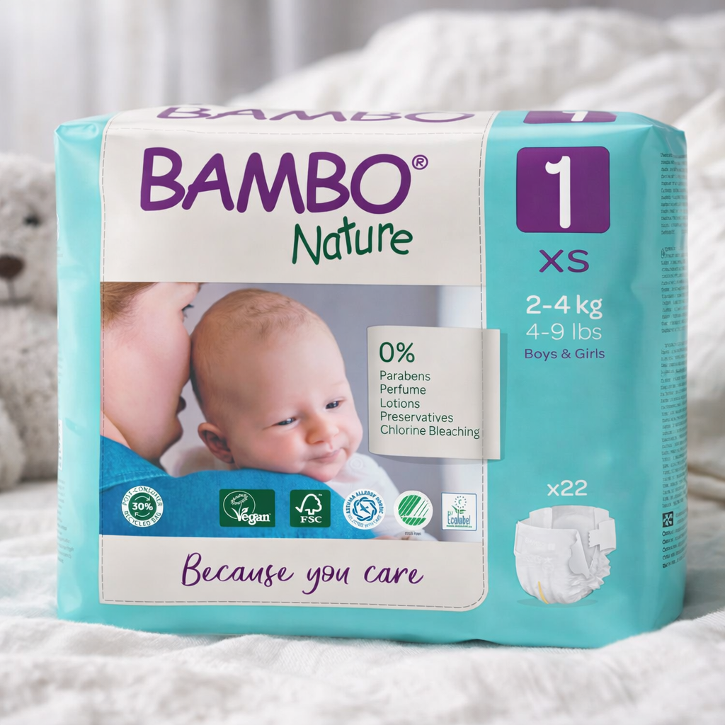 Bambo Nature Baby Diapers Size 1 (XS) | 2–4 kg | Ultra-Soft, Eco-Friendly & Rash-Free Care