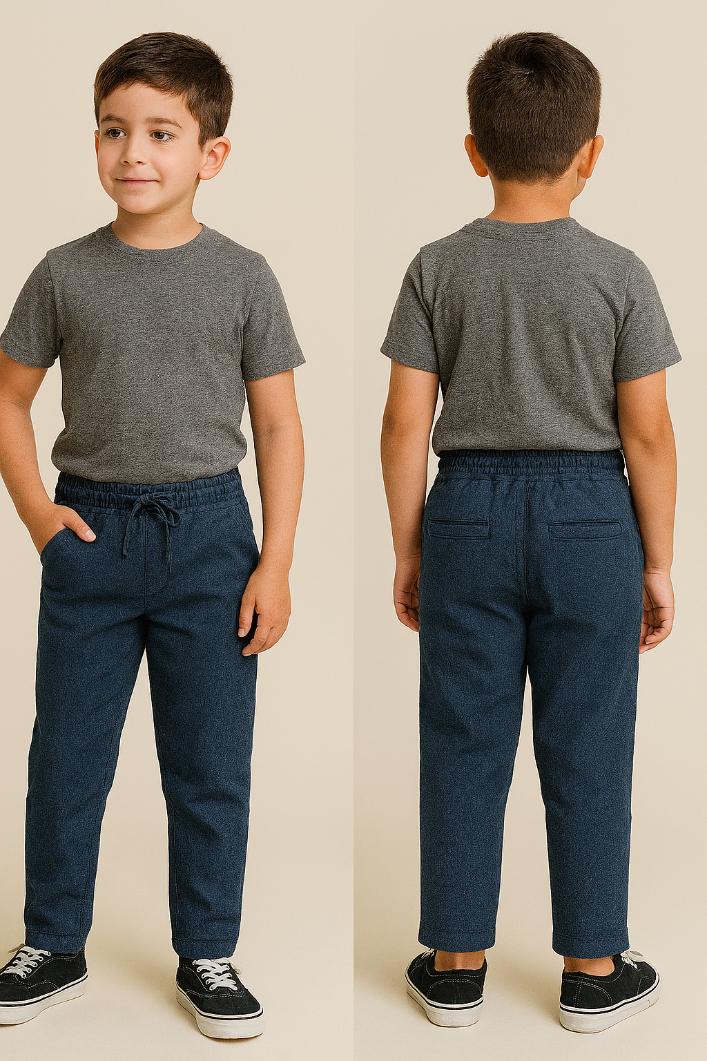 BLAZO Boys’ Denim Blue, Linen Pants – Soft & Breathable | Elastic Waist | Age 12 Month –12 Years