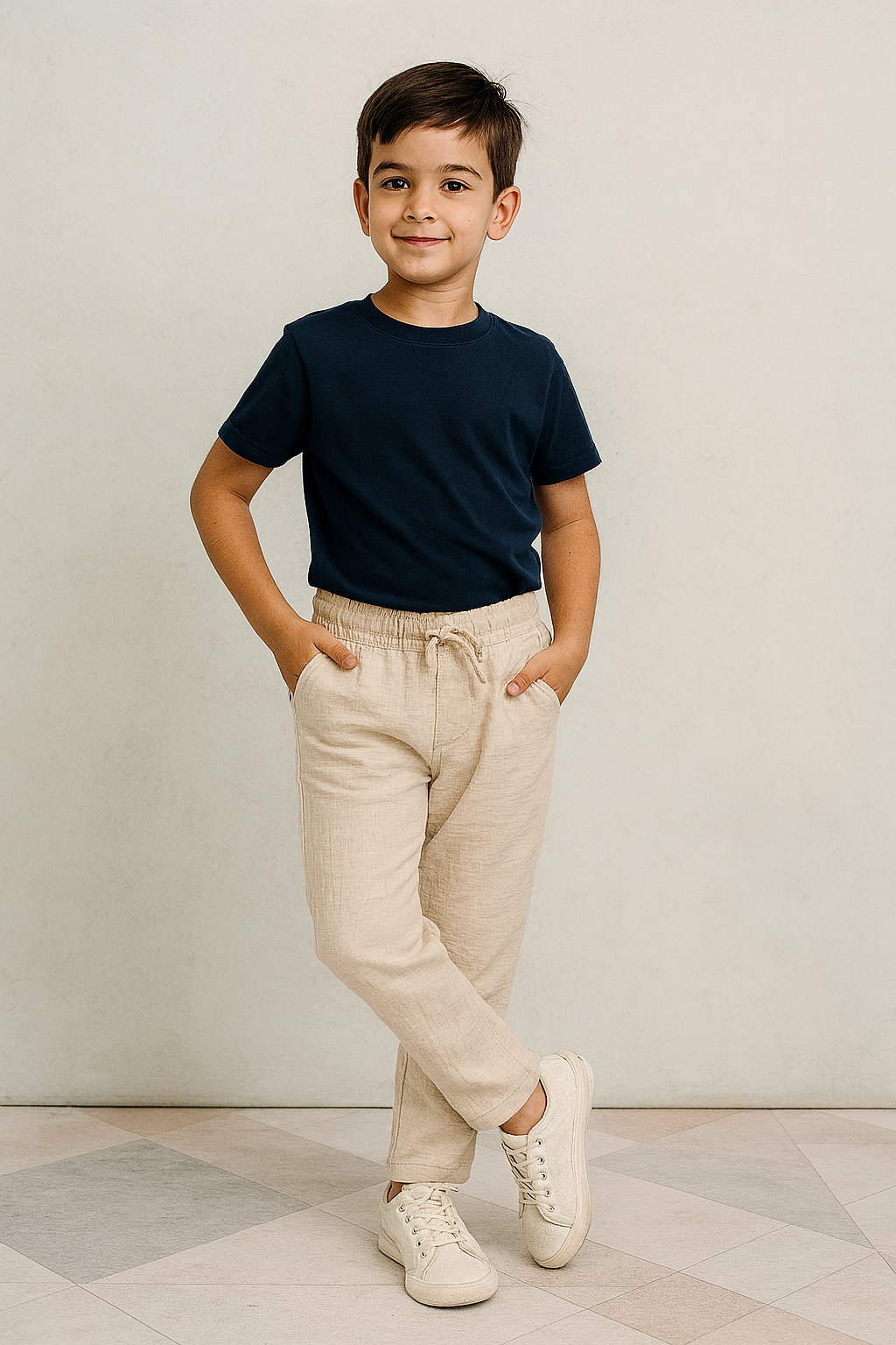 "BLAZO Boys’ Off-White/Natural Cotton Pants – Soft & Stylish Bottomwear for Kids (12 Month – 12 Years)