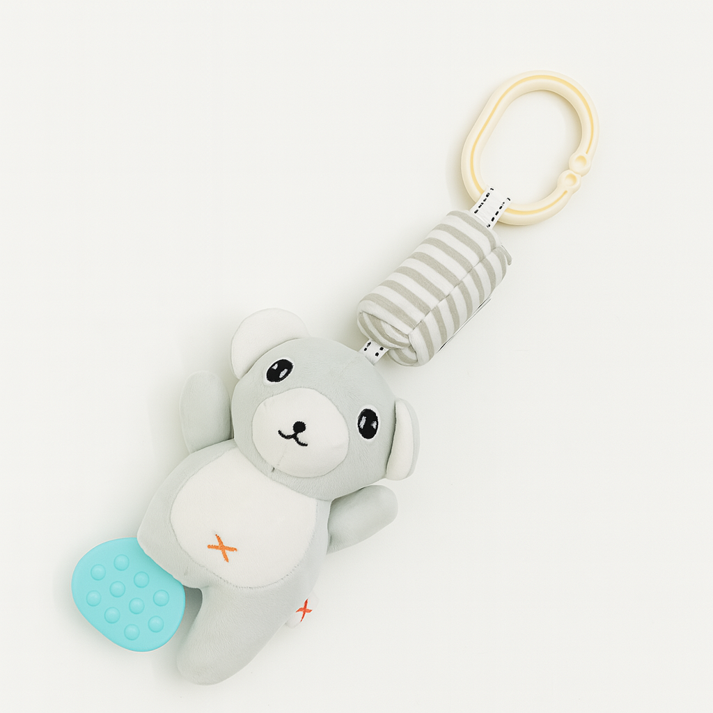 Smile Baby Hanging Bear Plush Toy – With Teether & Clip | Soft & Safe | Cradle, Stroller, Car Seat – 0+ Months
