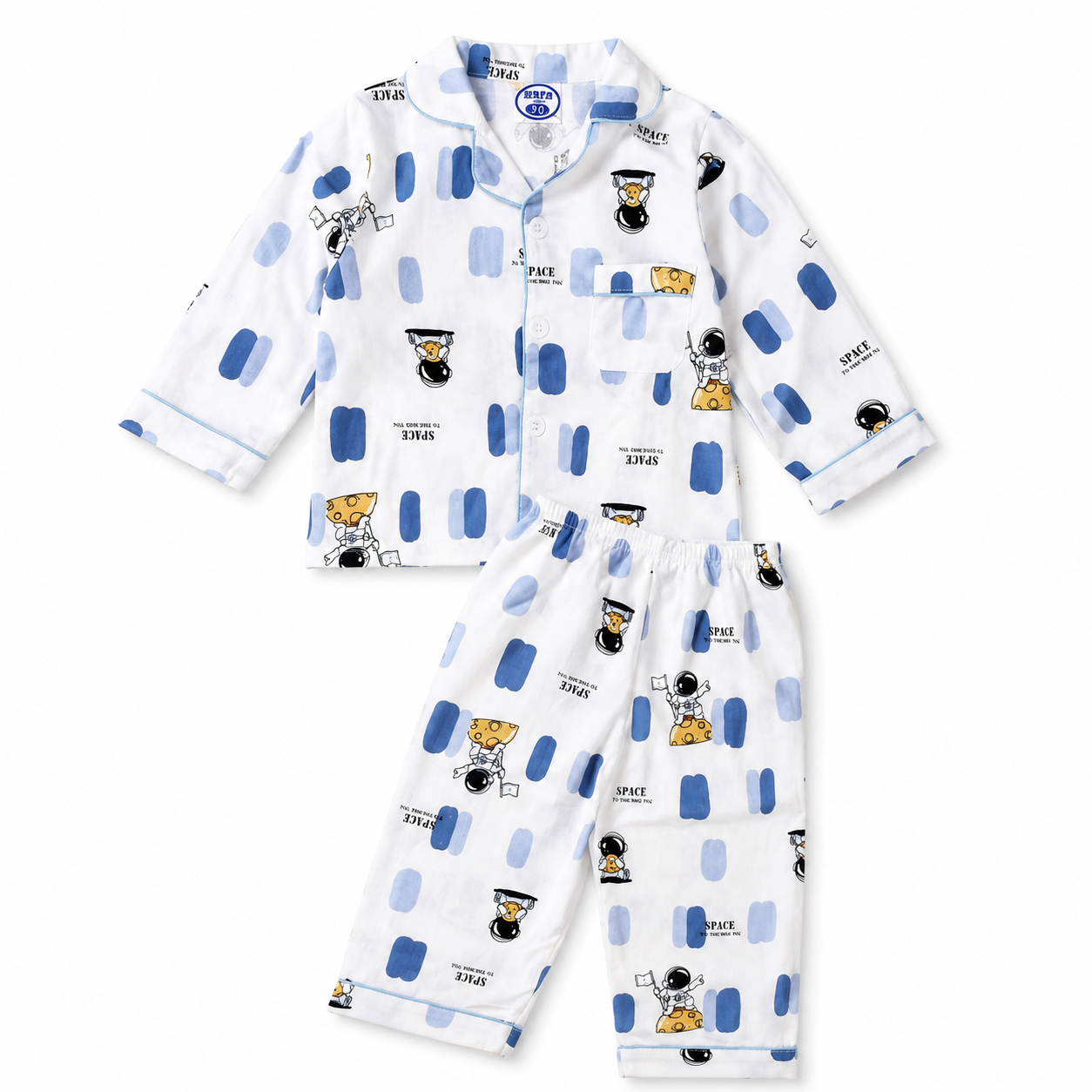 Smile Baby Boys Pajama Set | Space Astronaut Print Notch Collar Sleepwear | Soft Paper Cotton Nightwear | Sizes 18 Months to 10 Years
