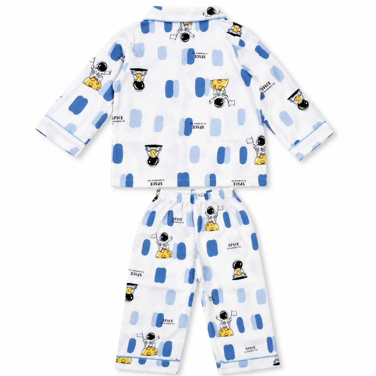 Smile Baby Boys Pajama Set | Space Astronaut Print Notch Collar Sleepwear | Soft Paper Cotton Nightwear | Sizes 18 Months to 10 Years