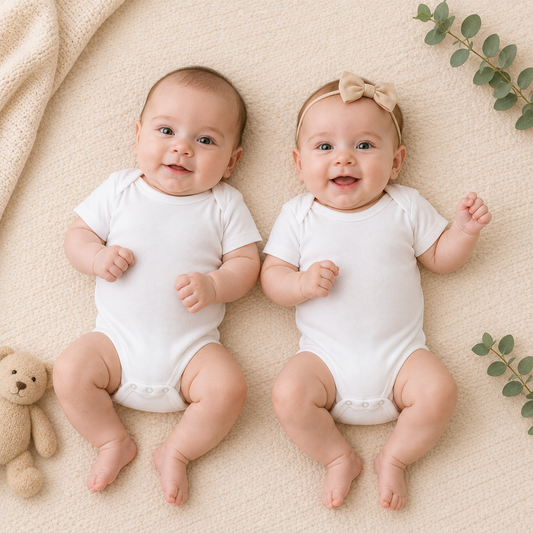 Smile Baby Unisex Baby Cotton Bodysuit Romper WHITE 3-6M (Pack of 2) – Soft & Comfortable Newborn Onesie