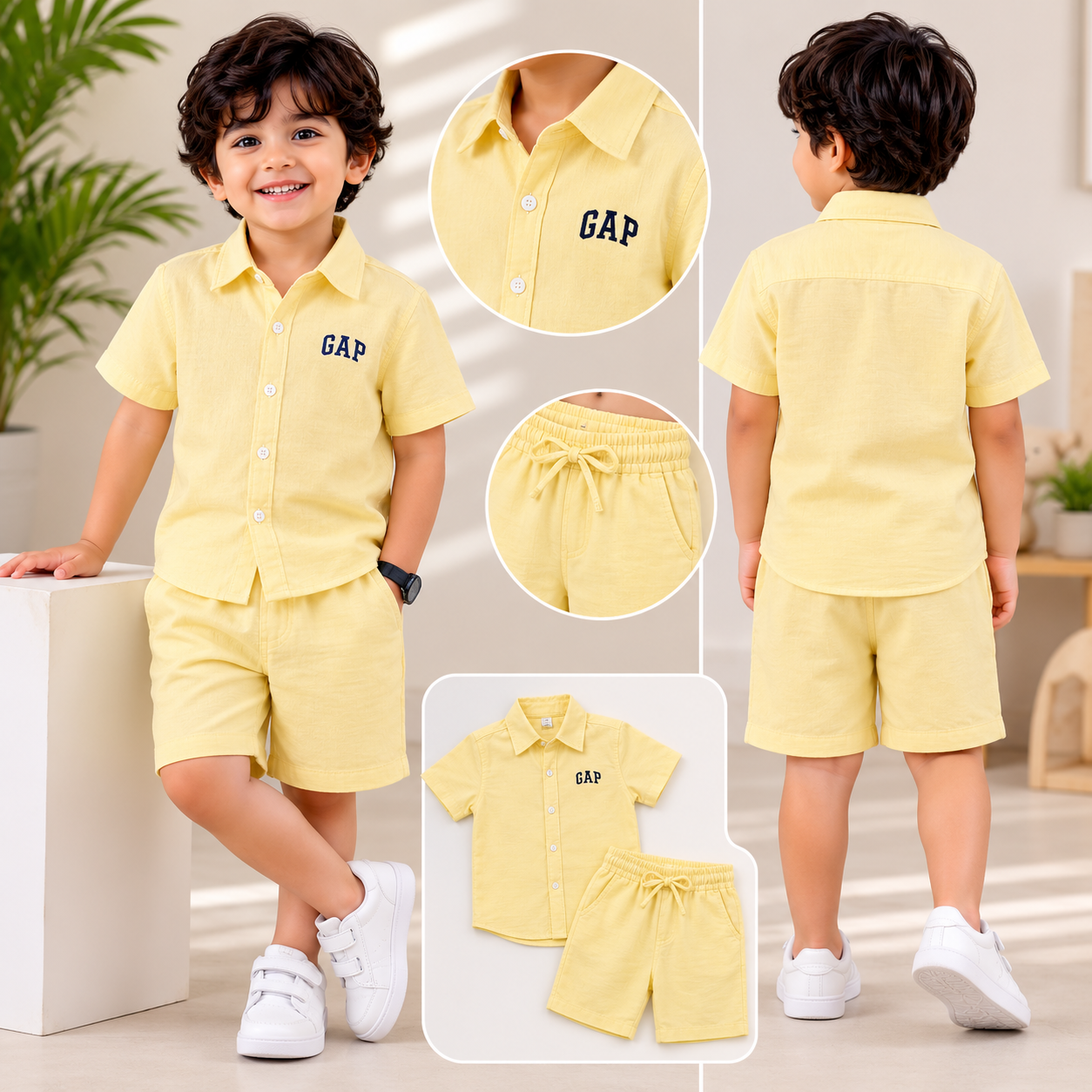 Smile Baby Boys Solid Shirt & Shorts Co-Ord Set | Premium Summer Outfit | Casual Party Wear | 18 Months to 9 Years
