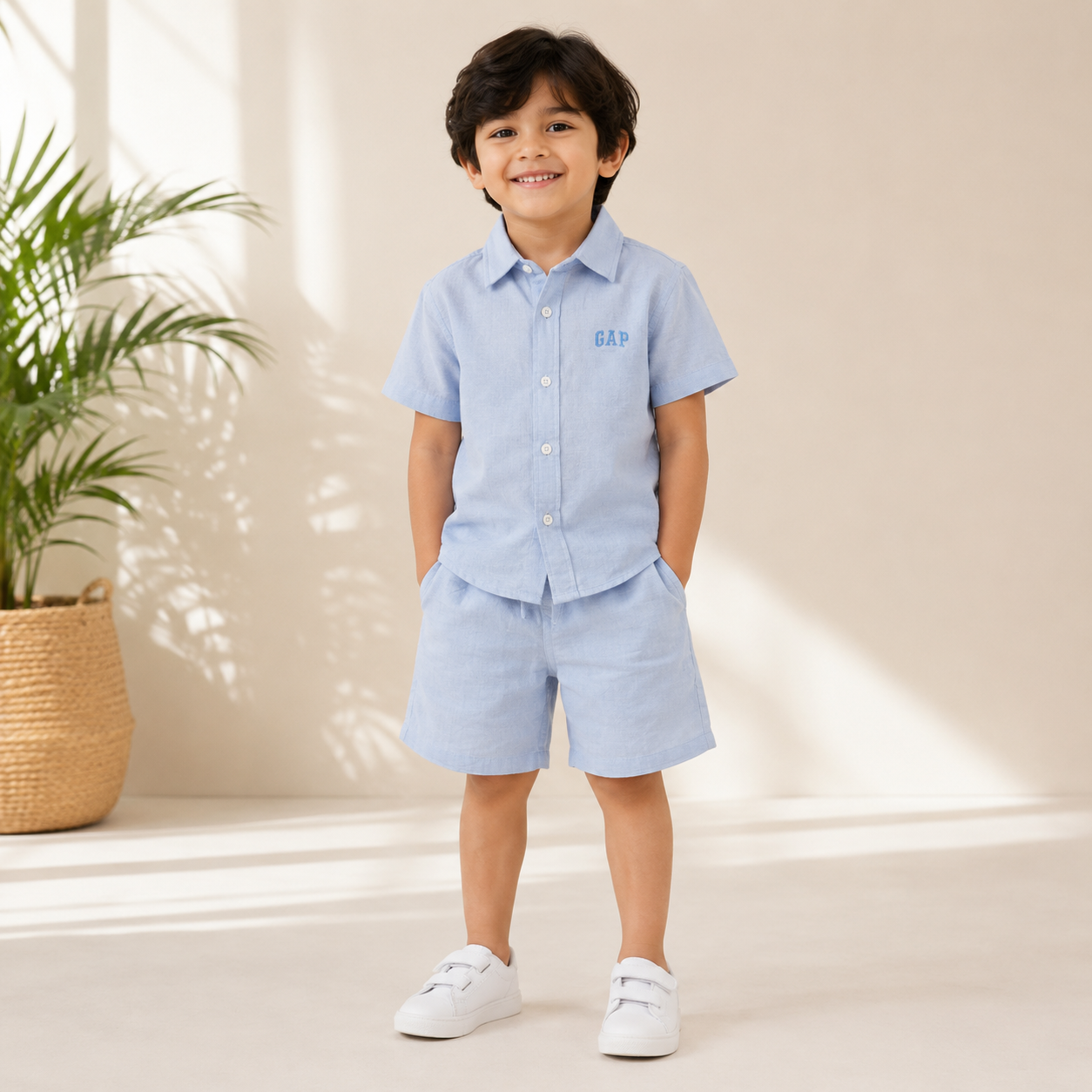 Smile Baby Boys Solid Shirt & Shorts Co-Ord Set | Premium Summer Outfit | Casual Party Wear | 18 Months to 9 Years