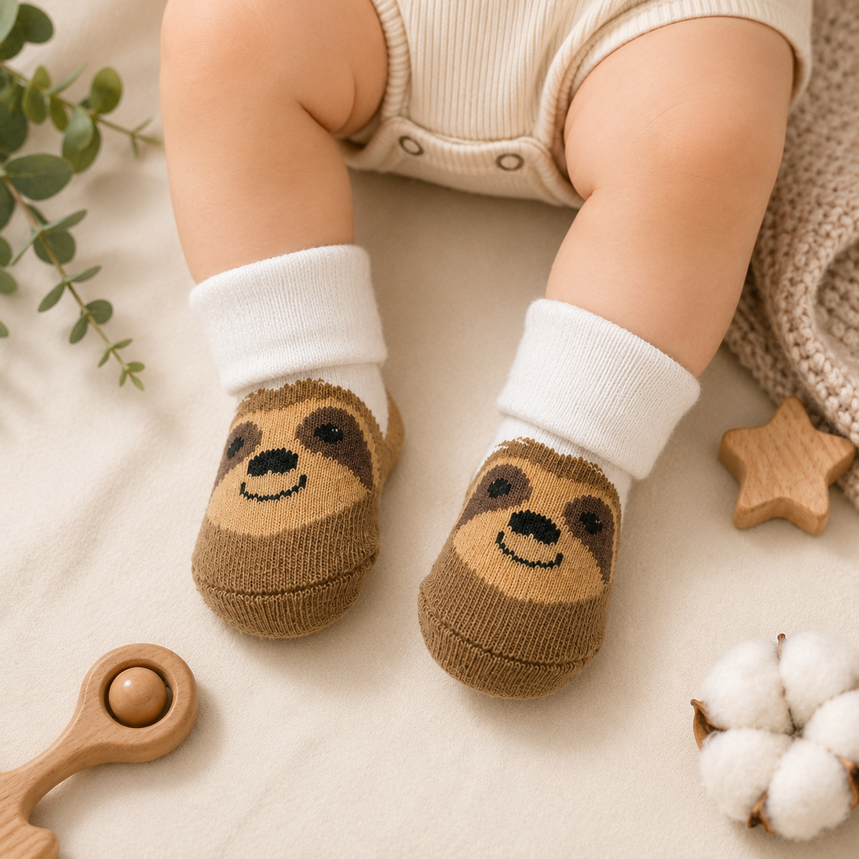 Baby Boys Cotton Ankle Socks Set (3 Pairs) – Bear, Shoe & Stripe Design | Soft & Breathable Newborn Socks | 0-9 Months