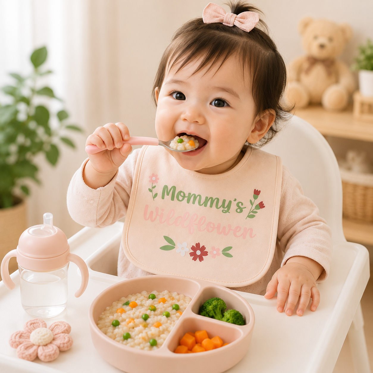 Smile Baby 5 Pack Baby Bib Set for Newborns & Infants | Ultra Soft Cotton Feeding Bibs | Absorbent Drooling & Burping Bibs | Floral Prints for Baby Girls (0+ Months)