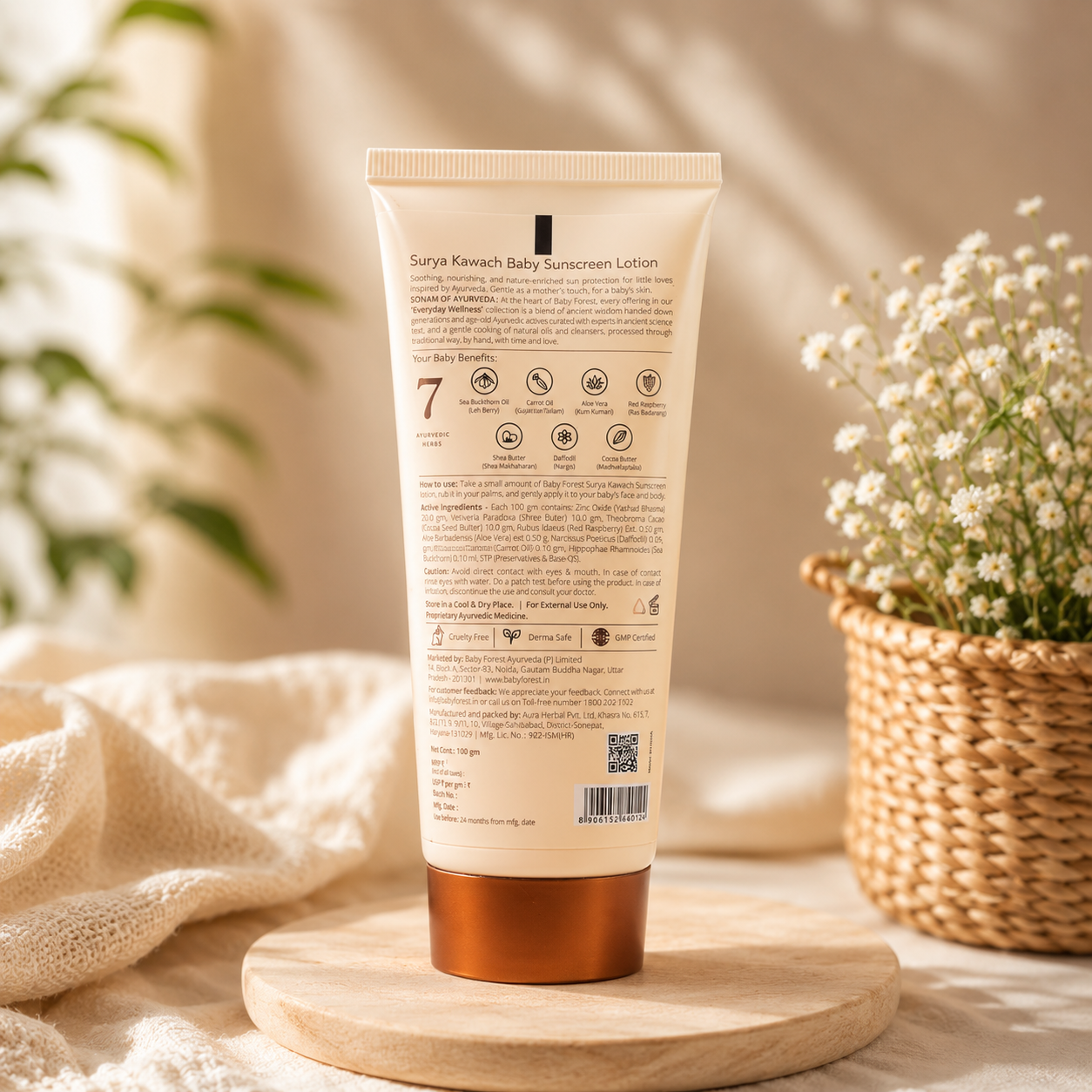 Baby Forest Surya Kawach Baby Sunscreen Lotion SPF 30 | Ayurvedic Sun Protection for Babies & Kids | 100g | Baby sunscreen SPF 30