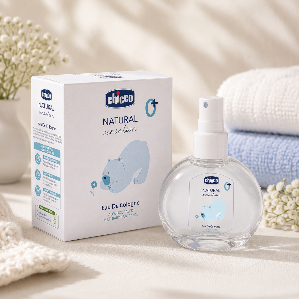 Chicco Natural Sensation Eau De Cologne for Babies | Baby Perfume | Mild Baby Fragrance | Gentle Everyday Freshness | 100ml