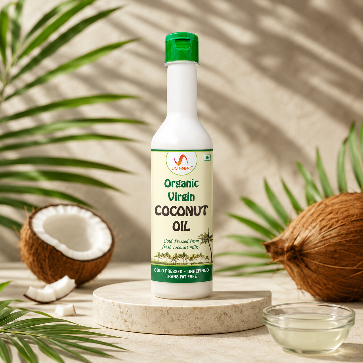 UMANAC Organic Virgin Coconut Oil | Cold Pressed, Unrefined & Certified Organic | Rich in Lauric Acid | Multipurpose for Cooking, Baby Care, Hair & Skin Care | 250ml / 500ml