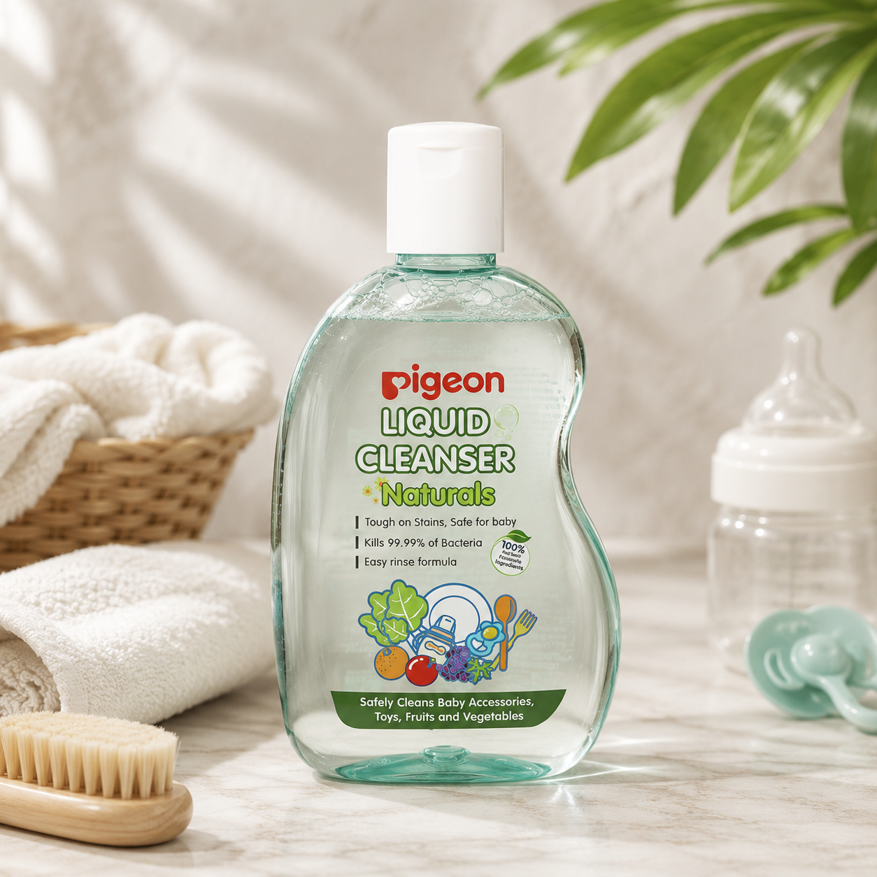 Pigeon Liquid Cleanser Naturals for Baby Bottles, Accessories, Toys, Fruits & Vegetables | Kills 99.99% Bacteria | Natural Coconut-Based Formula