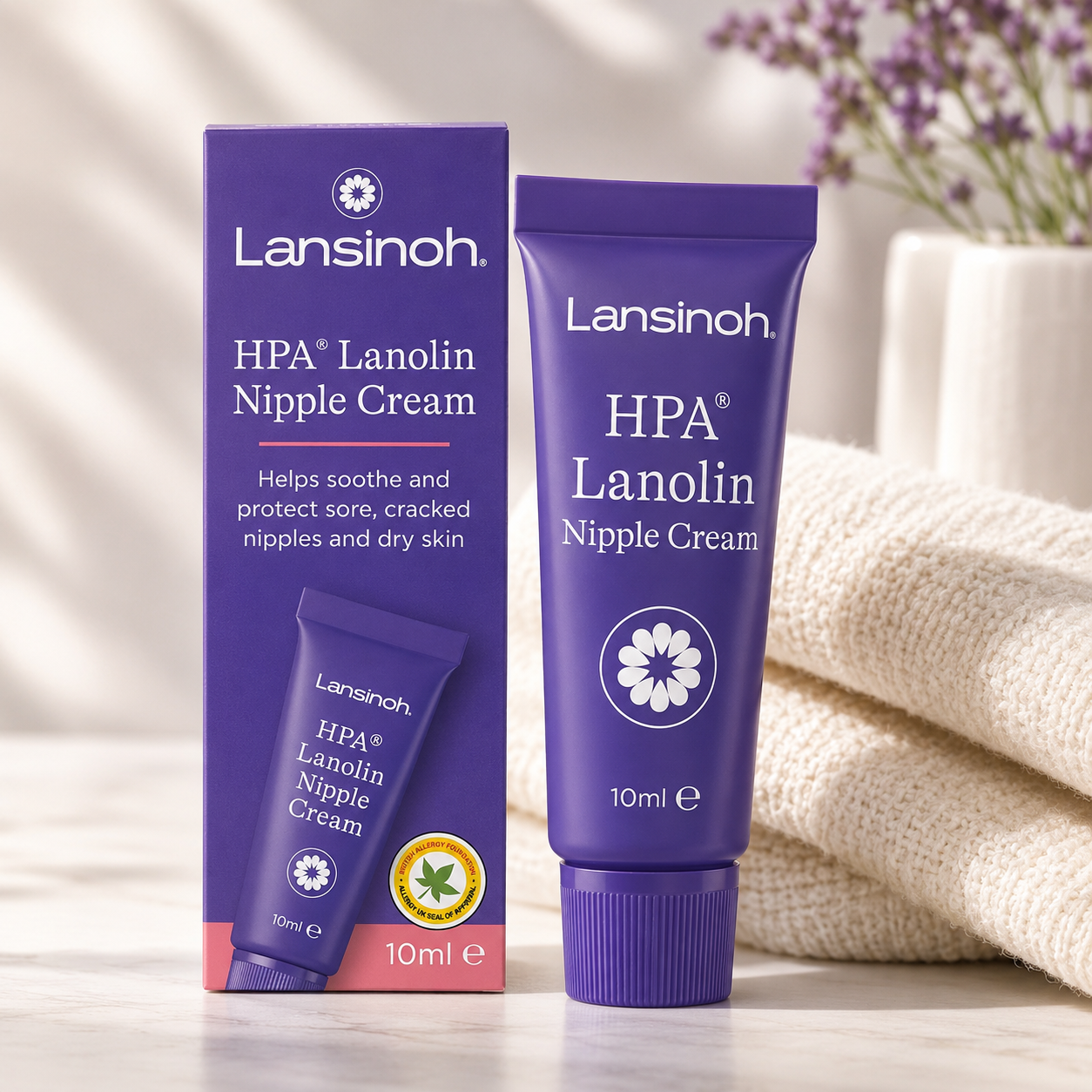 Lansinoh HPA Lanolin Nipple Cream | 100% Natural Breastfeeding Nipple Care | Soothes & Protects Sore, Cracked Nipples | 10ml