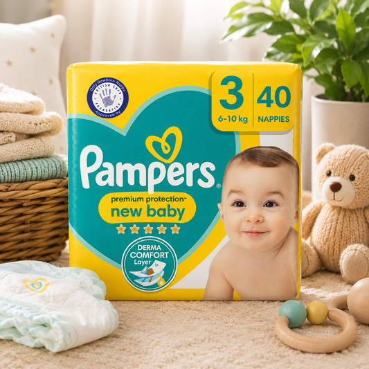 Pampers Premium Protection New Baby Diapers Size 3 (6-10kg) – 40 Nappies, Derma Comfort Layer, Soft & Gentle Protection