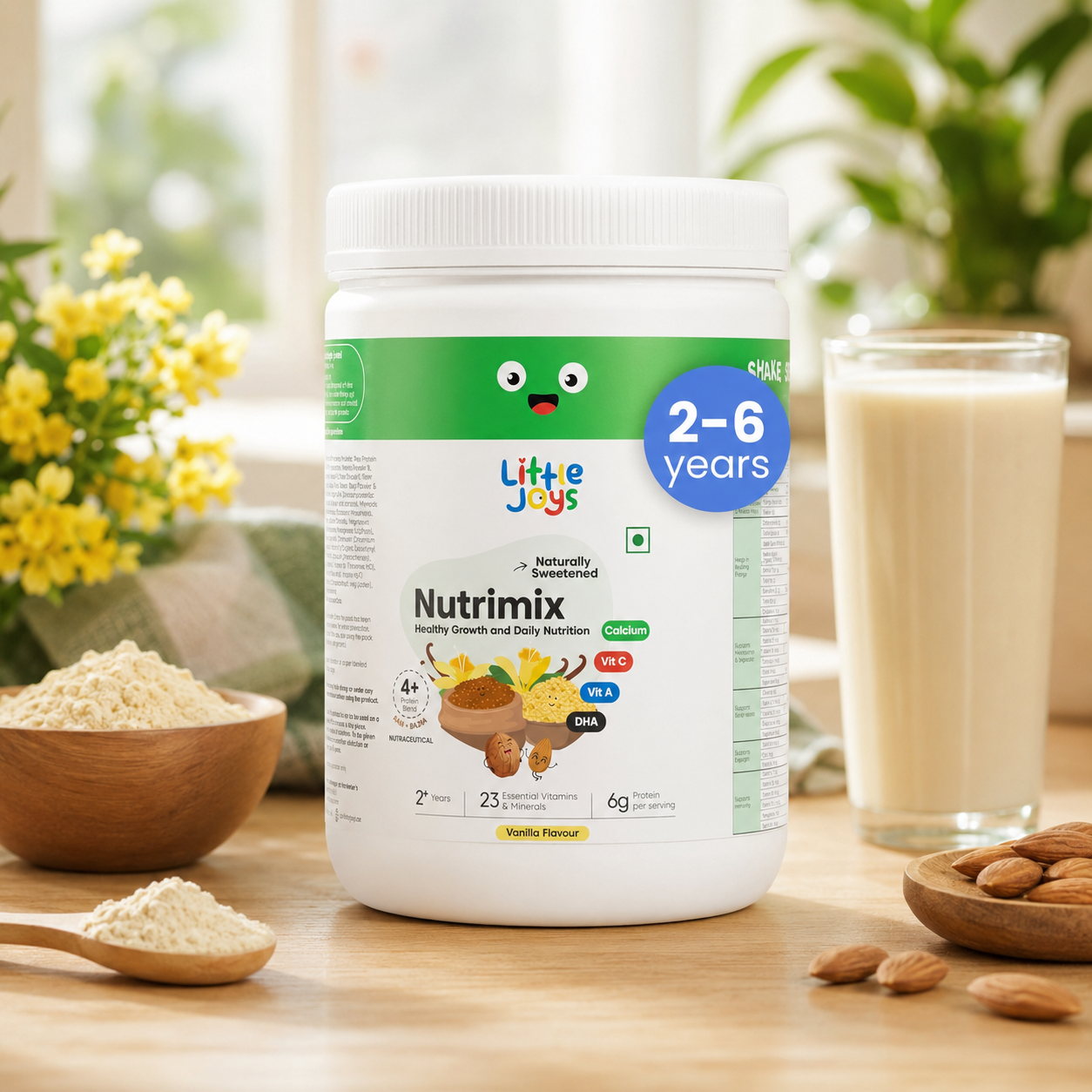 Little Joys Nutrimix Vanilla Flavour Health Drink Powder for Kids (2+ Years & 7+ Years) | 23 Essential Vitamins & Minerals | Protein-Rich Nutrition | Calcium, DHA, Vitamin A & C | Naturally Sweetened