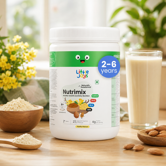 Little Joys Nutrimix Healthy Growth & Daily Nutrition Drink Mix for Kids (2-6 Years) | 23 Essential Vitamins & Minerals | DHA, Calcium & Vitamin D3 | Millets, Dry Fruits & Plant-Based Nutrition | No Refined Sugar | Vanilla Flavour