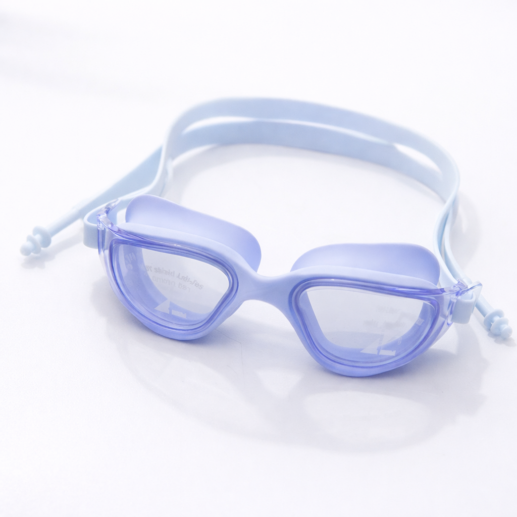 Smile Baby Kids Swimming Goggles with Anti-Fog Wide Vision Lens & Adjustable Strap | Soft Silicone Leak-Proof Seal | Comfortable Fit for Kids | Colors: Black, Blue, Purple, Grey, Pink & White