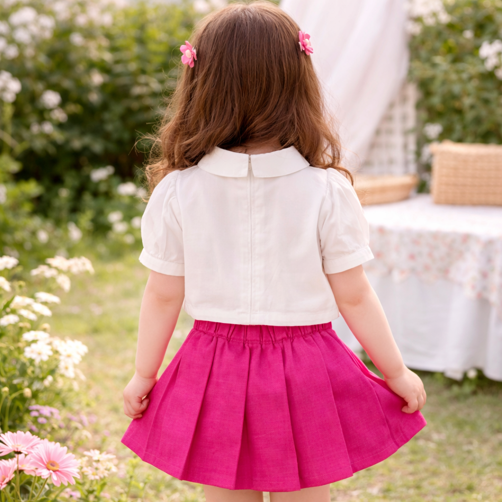 Girls Floral Embroidered Top & Rani Pleated Skirt Set | Kids Party Wear Dress (18 Months – 7 Years) – Brand IT’S NEW