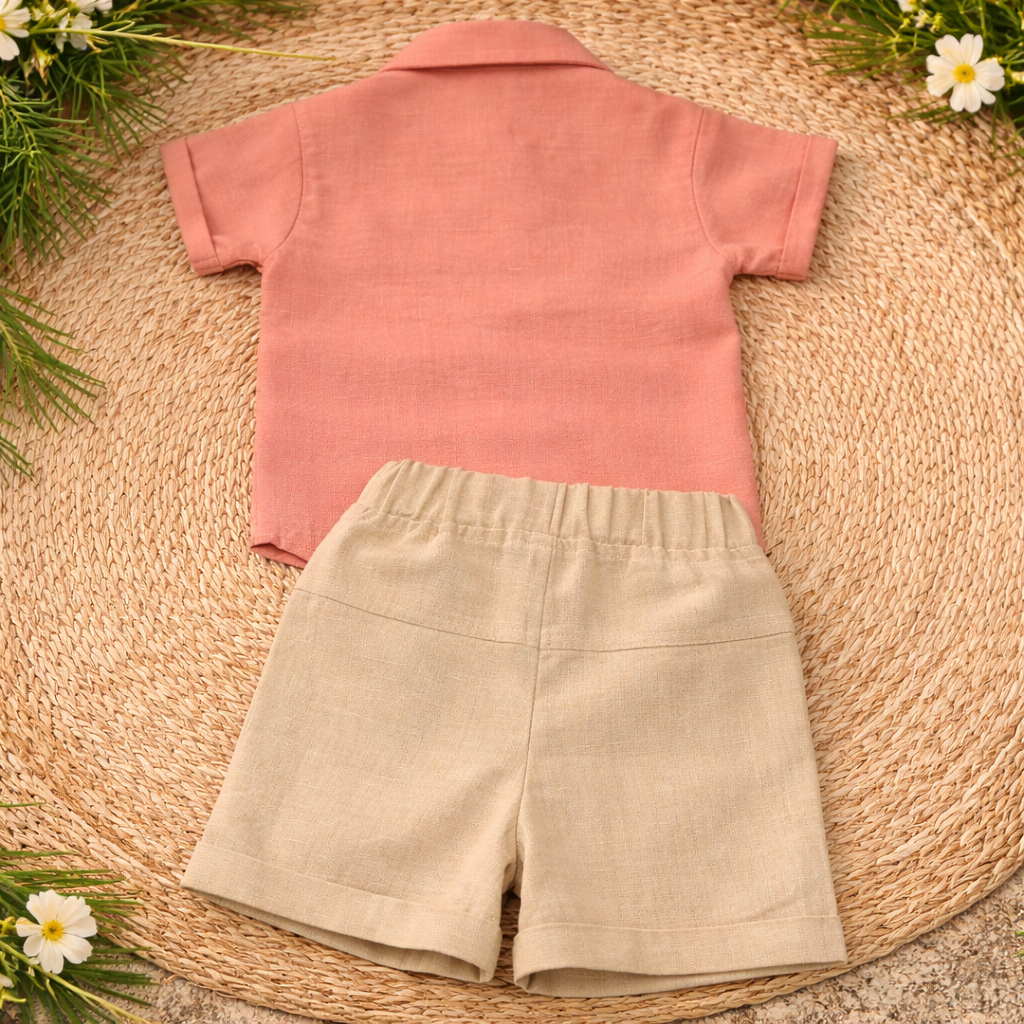 BAD BOYS Little Dino Summer Co-ord Set for Baby Boys (6 Months–3 Years) – Printed Shirt & Shorts Outfit