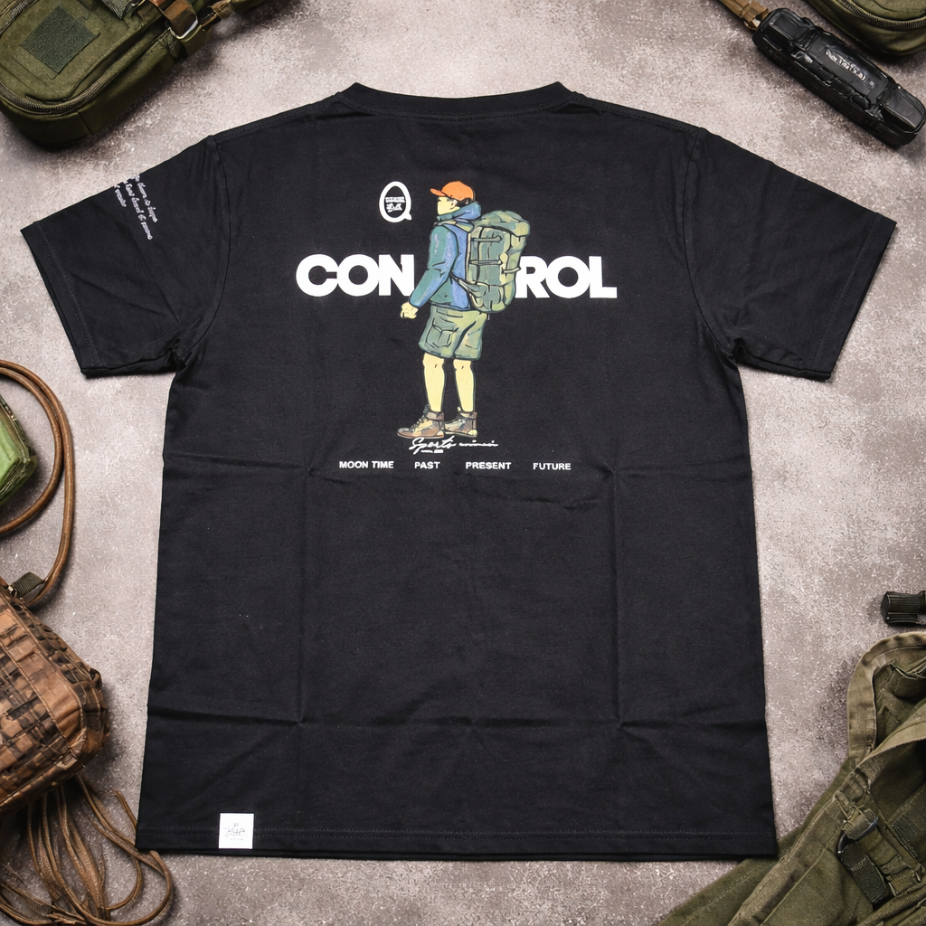 99 BALLON Boys Graphic Printed Cotton T-Shirt | CONTROL Design | Casual Half Sleeve Tee | Black | 12 Months – 12 Years