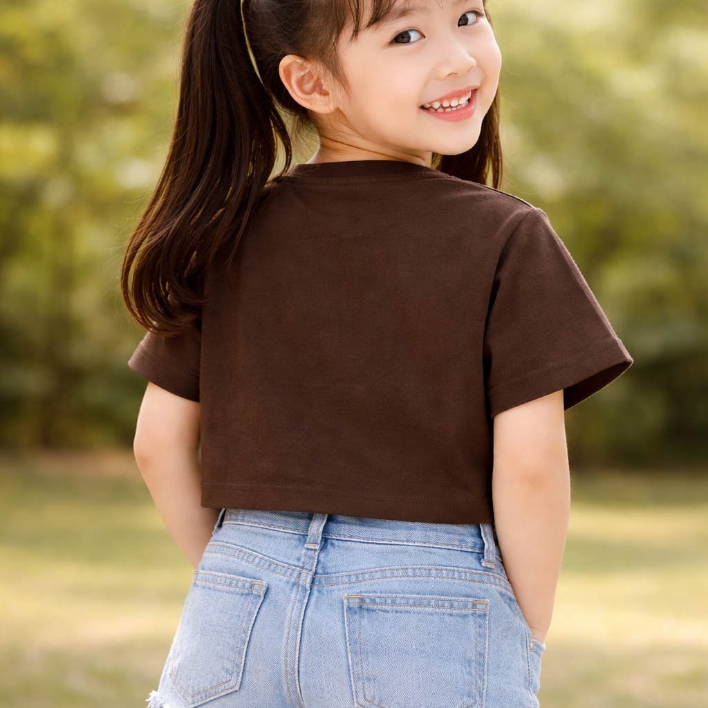 Smile Baby Kids Printed Cotton T-Shirt | Half Sleeve Casual Graphic Tee for Boys & Girls | Soft Comfortable Kids Wear | 4–12 Years | Color: Brown