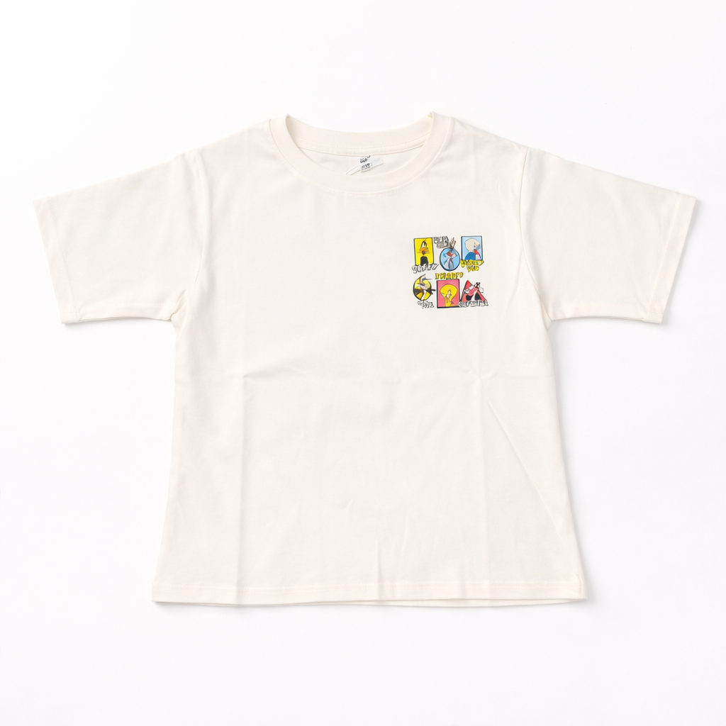 Smile Baby Kids Cartoon Character Printed Cotton T-Shirt | Half Sleeve Casual Tee for Boys & Girls | 6–14+ Years | Colors: H.Pink, Off White