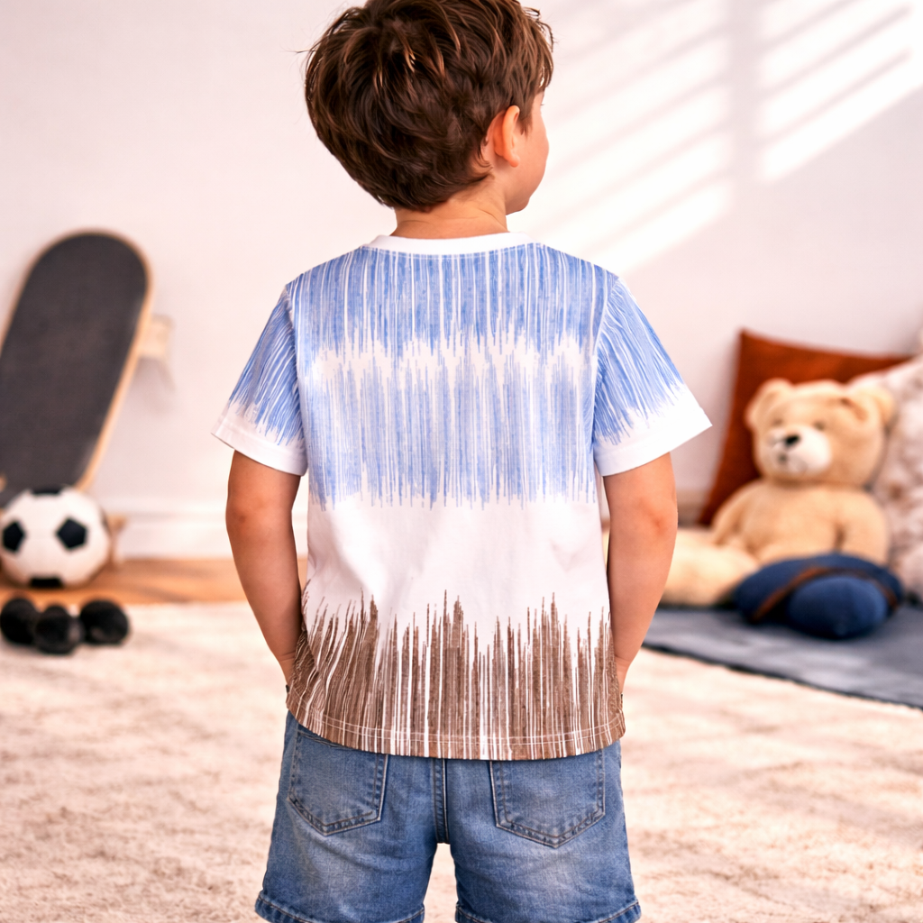 99 BALLON Boys Blue Printed Cotton T-Shirt | Stylish Casual Graphic Tee | Age 4–12 Years