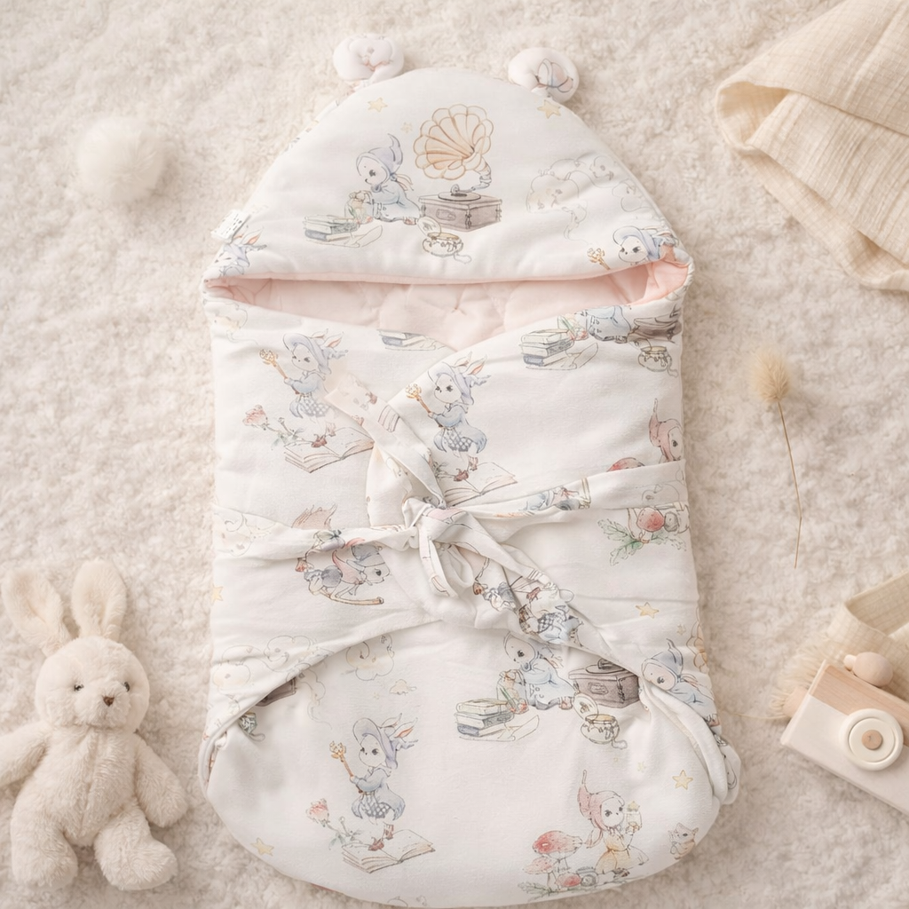 SMILE BABY New Born Carry Nest – PINK | Soft & Cozy Baby Sleeping Bag with Hood