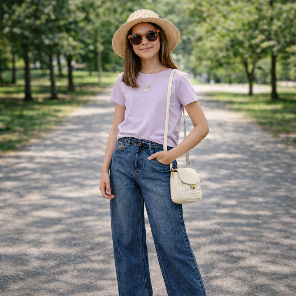 LOVEKINS Girls Wide Leg Blue Denim Jeans – Stylish Casual Fit for Kids (6–14+ Years)