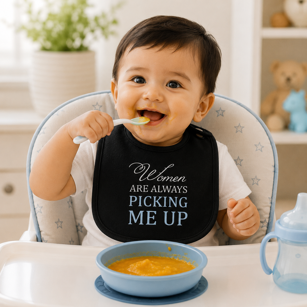 SMILE BABY Cotton Baby Bib Set of 5 – Ultra Soft Absorbent Feeding & Drooling Bibs for Newborns, Infants & Toddlers | Stylish Gentleman Theme