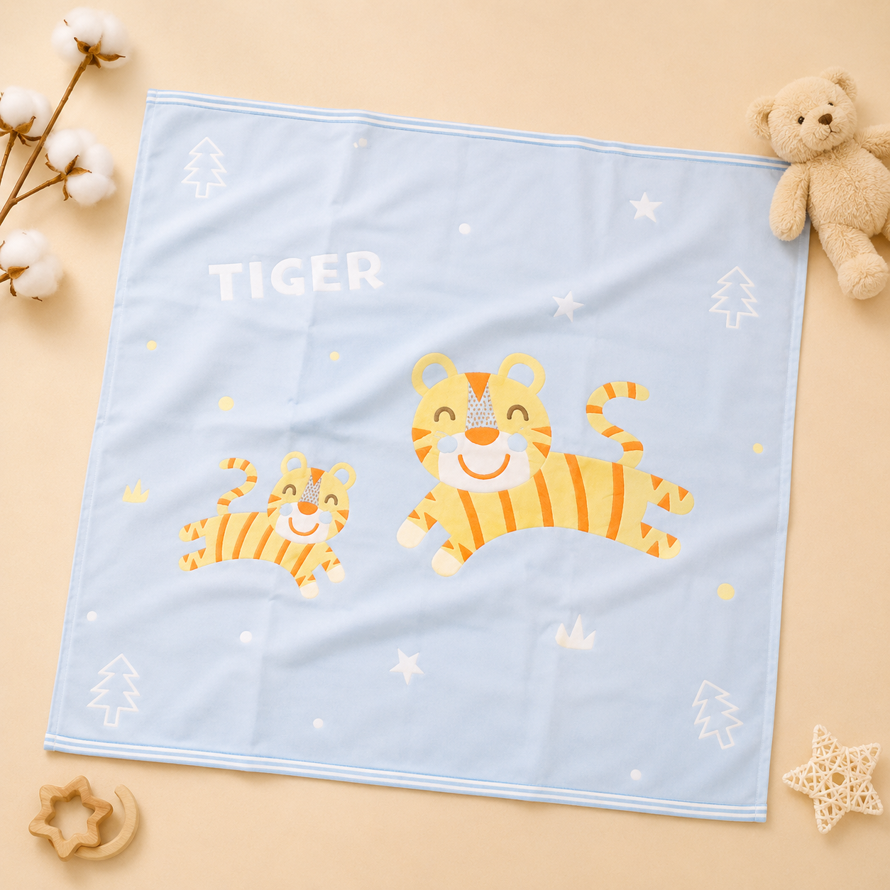 SMILE BABY Premium Baby Blanket 110x110 cm – Ultra Soft Printed Newborn Blanket for Infants & Toddlers | Blue, Green, Orange & Purple Designs