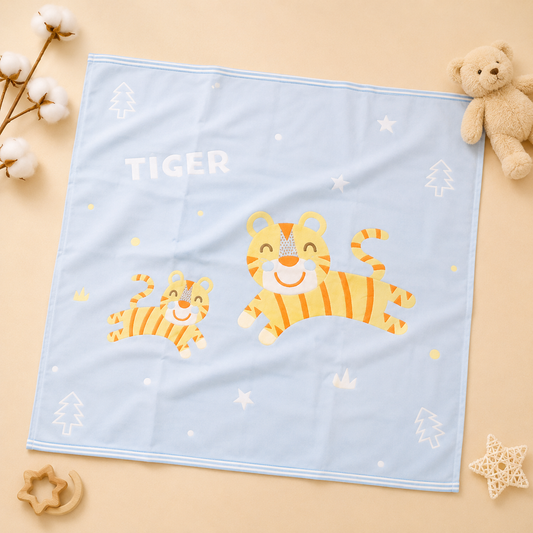 SMILE BABY Premium Baby Blanket 110x110 cm – Ultra Soft Printed Newborn Blanket for Infants & Toddlers | Blue, Green, Orange & Purple Designs