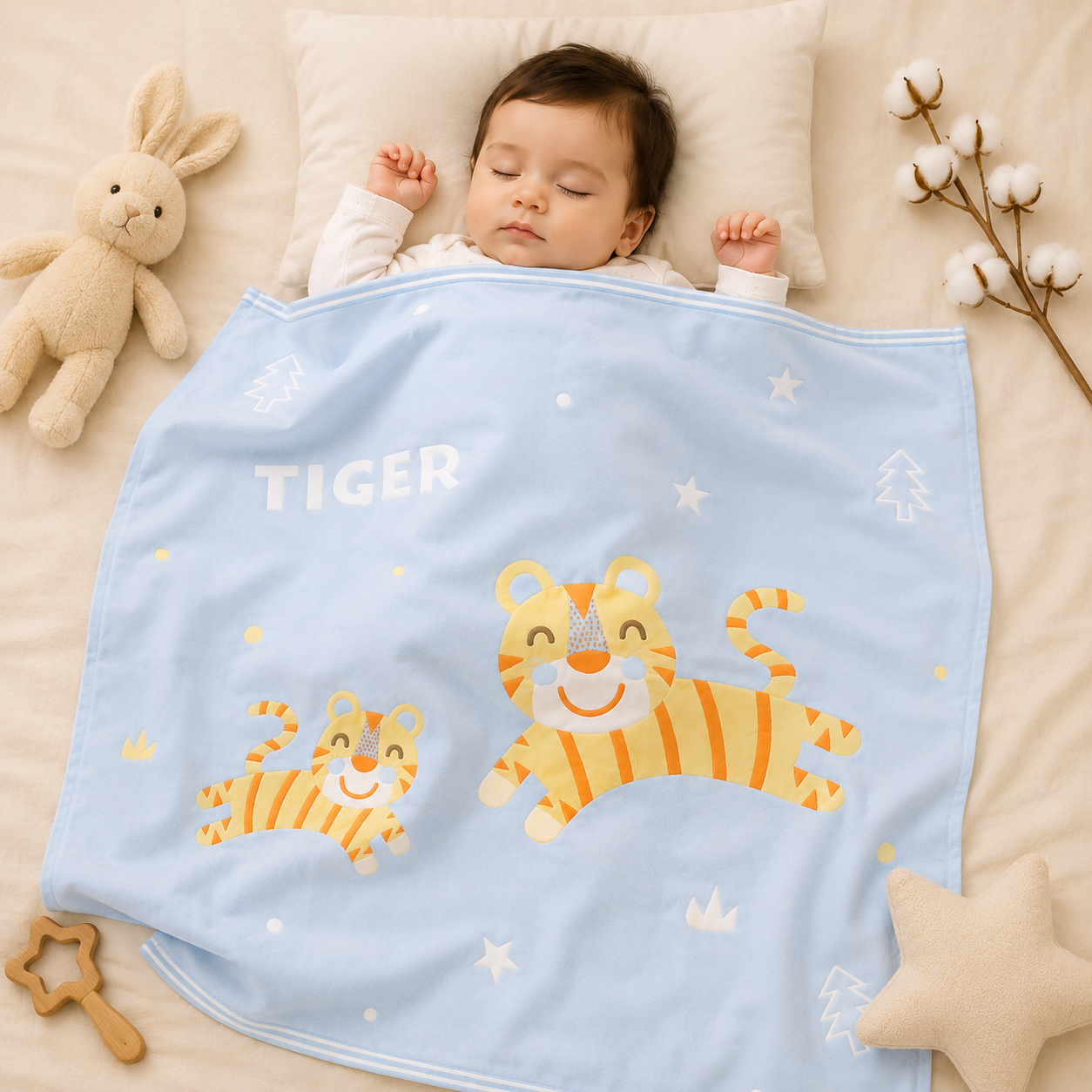 SMILE BABY Premium Baby Blanket 110x110 cm – Ultra Soft Printed Newborn Blanket for Infants & Toddlers | Blue, Green, Orange & Purple Designs