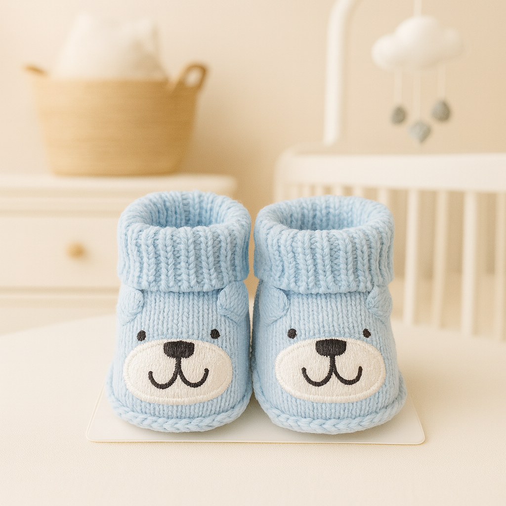 Blue Knitted Baby Booties – Ultra Soft & Cozy Winter Footwear