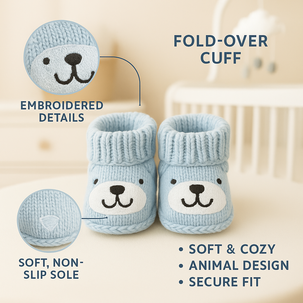 Blue Knitted Baby Booties – Ultra Soft & Cozy Winter Footwear