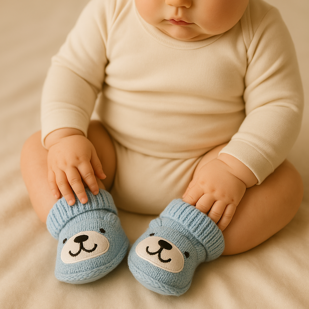 Blue Knitted Baby Booties – Ultra Soft & Cozy Winter Footwear