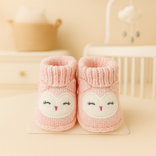 Smile Baby Pink Knitted Booties – Soft, Cozy & Cute Winter Footwear