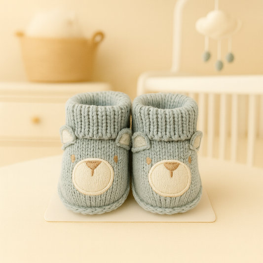 Smile Baby Grey Knitted Booties – Soft, Warm & Adorably Cozy Winter Footwear