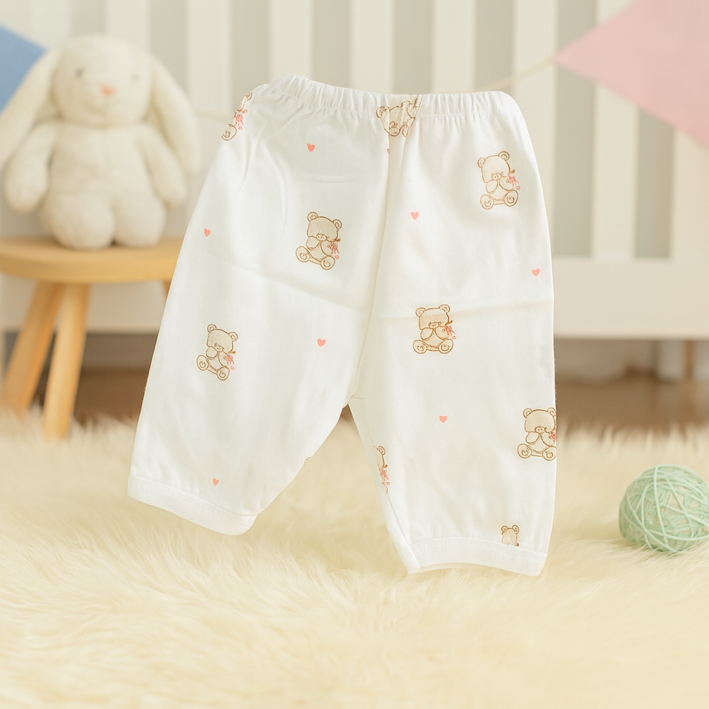 Premium Soft Cotton Baby Leggings – Cute Printed Nursery Pants Set (0–6 Months)