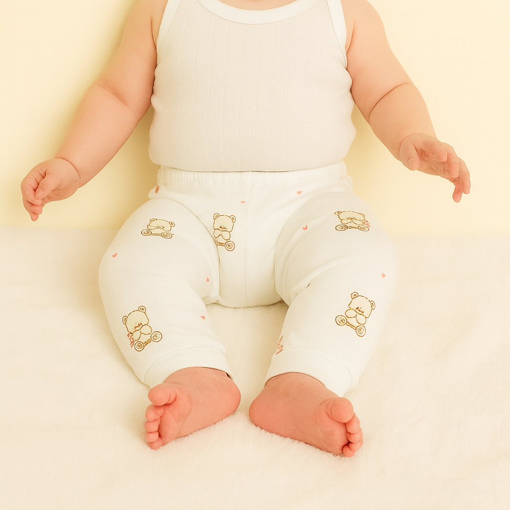 Premium Soft Cotton Baby Leggings – Cute Printed Nursery Pants Set (0–6 Months)