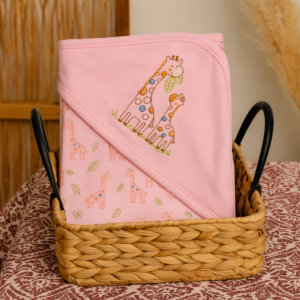 Smile Baby Newborn Wrapper With Hood – Ultra Soft 80×80 cm (Aqua, Beige, L.Pink, Pink, Sky, Blue)