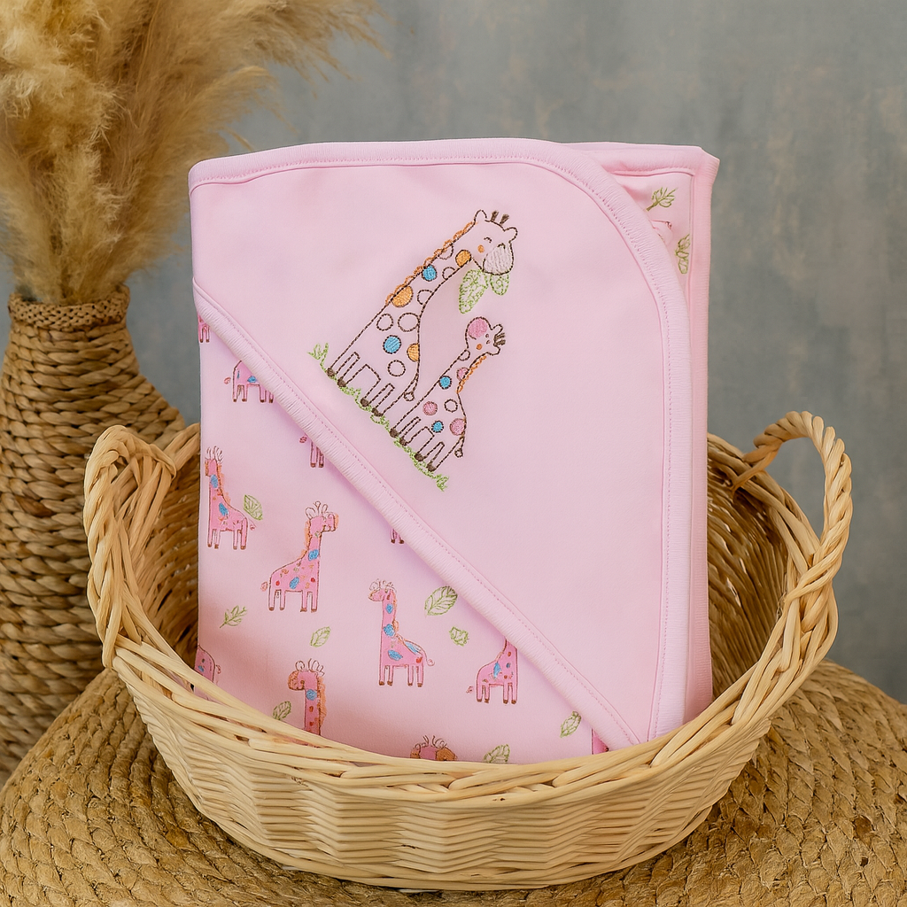 Smile Baby Newborn Wrapper With Hood – Ultra Soft 80×80 cm (Aqua, Beige, L.Pink, Pink, Sky, Blue)