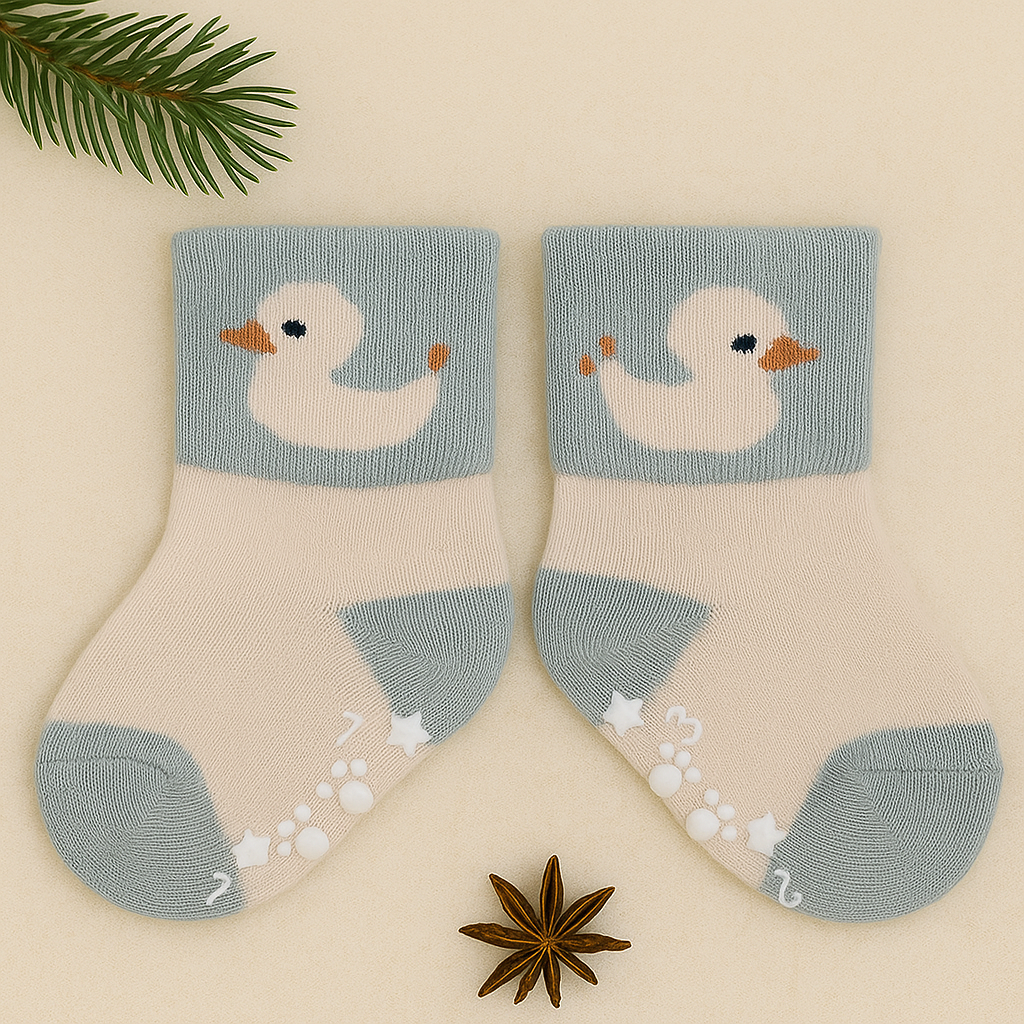 Smile Baby Cozy Winter Socks Set – Cute Animal Design (3 Pairs) | Warm & Soft Anti-Slip Socks for Infants