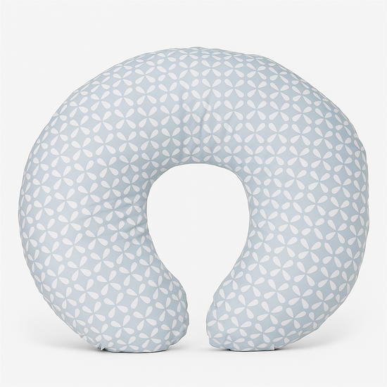 Smile Baby Soft Nursing Pillow for Newborns – Light Blue Geometric Pattern | Support Cushion for Feeding, Tummy Time & Baby Comfort (0–12 Months)