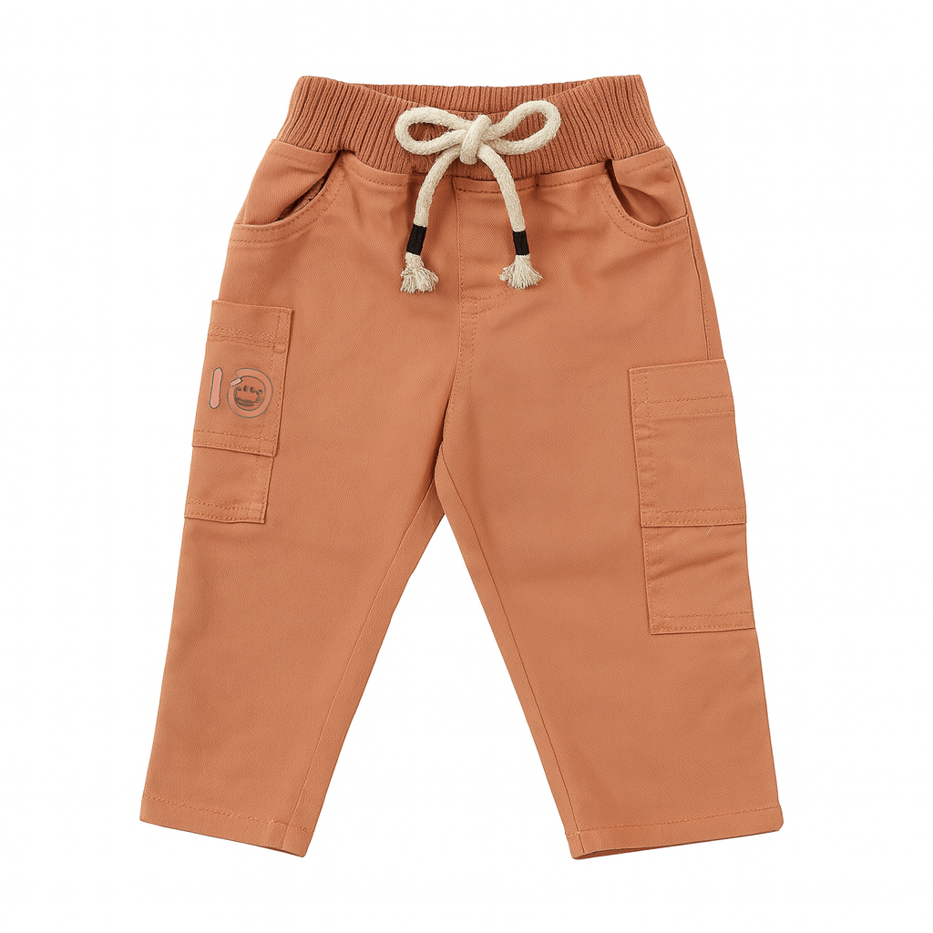 Smile Baby Boys Sweatshirt with Cargo Pants Set – Olive & Rust | 0-3 Years