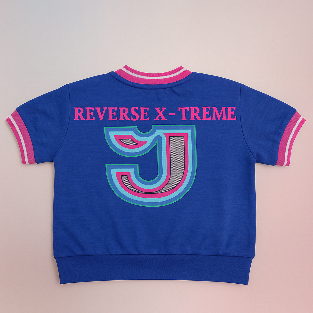 Reverse X-Treme Girls’ Graphic T-Shirt – Royal Blue (Ages 4–12 Years)